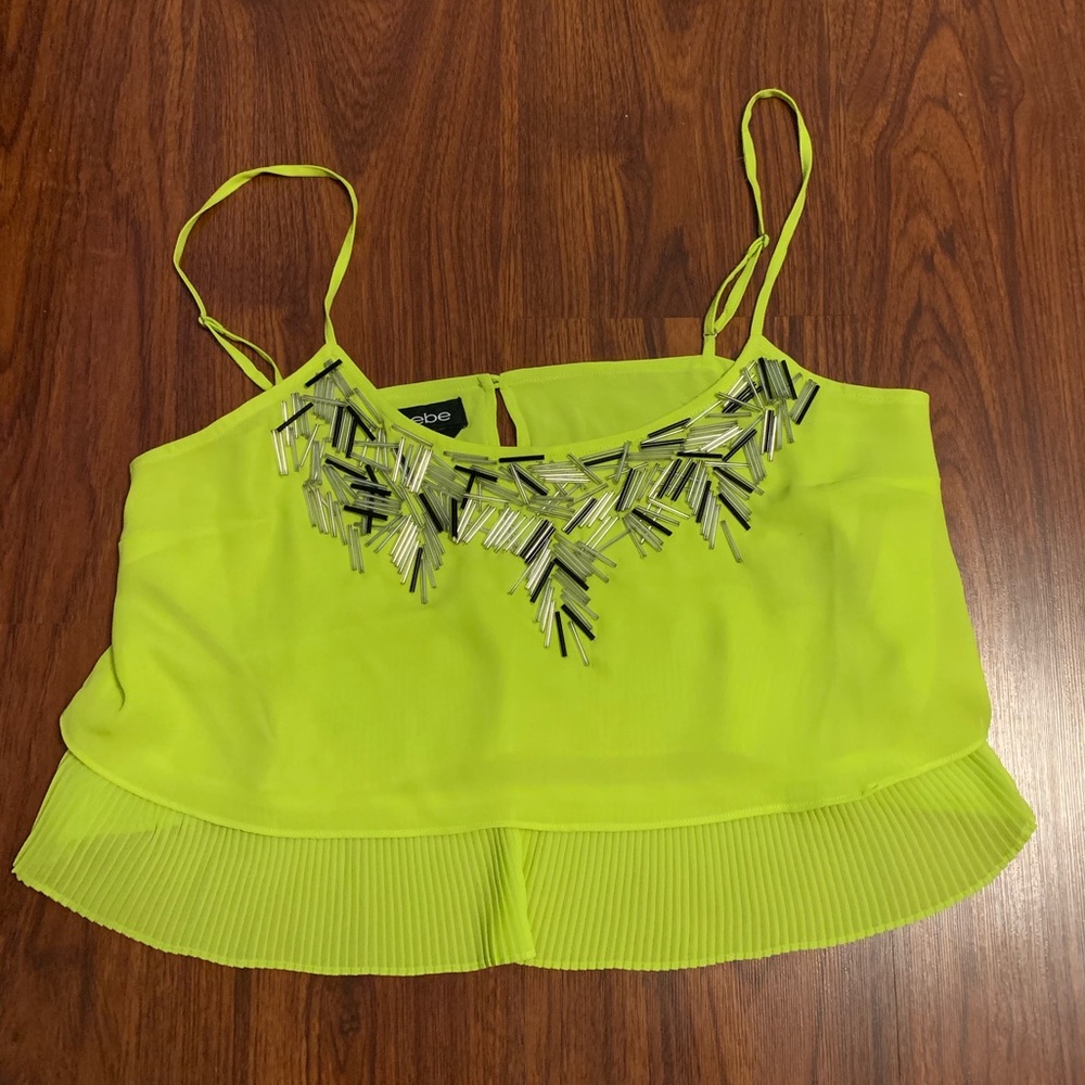 Bebe Neón Green Crop Top with Embellishment